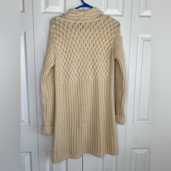 Inis Crafts Merino Wool Cardigan Sweater Women's Ireland Cable Open Front Sz S - Picture 2 of 5